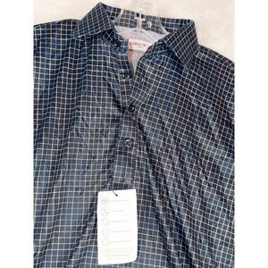 Collars & Co Men's Small Black Grid Print Short Sleeve Performance Polo Shirt